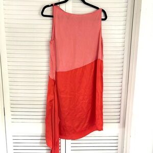 Rober Rodriguez silk color block asymmetrical shift dress